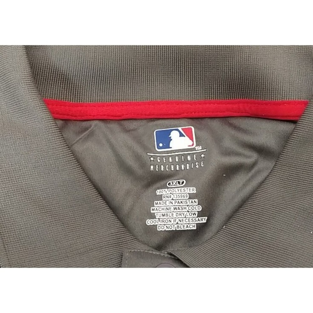 Men's Cleveland Indians Big & Tall Gray Red Short Sleeve Polo Shirt 3XLT - Picture 3 of 3